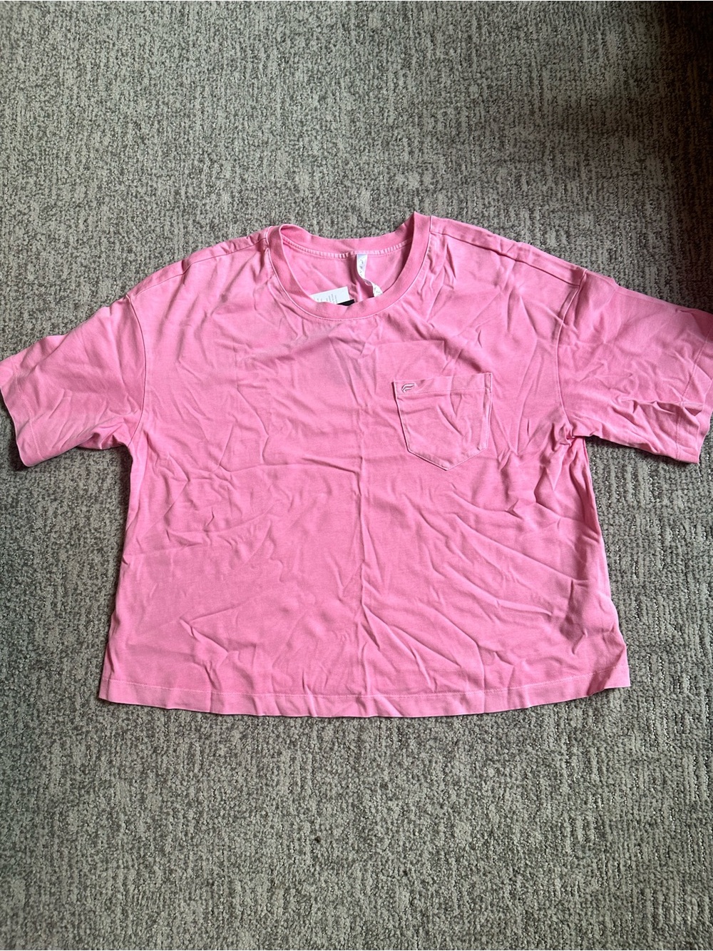 Fabletics heavy cotton pocket tee in pink marshmallow
